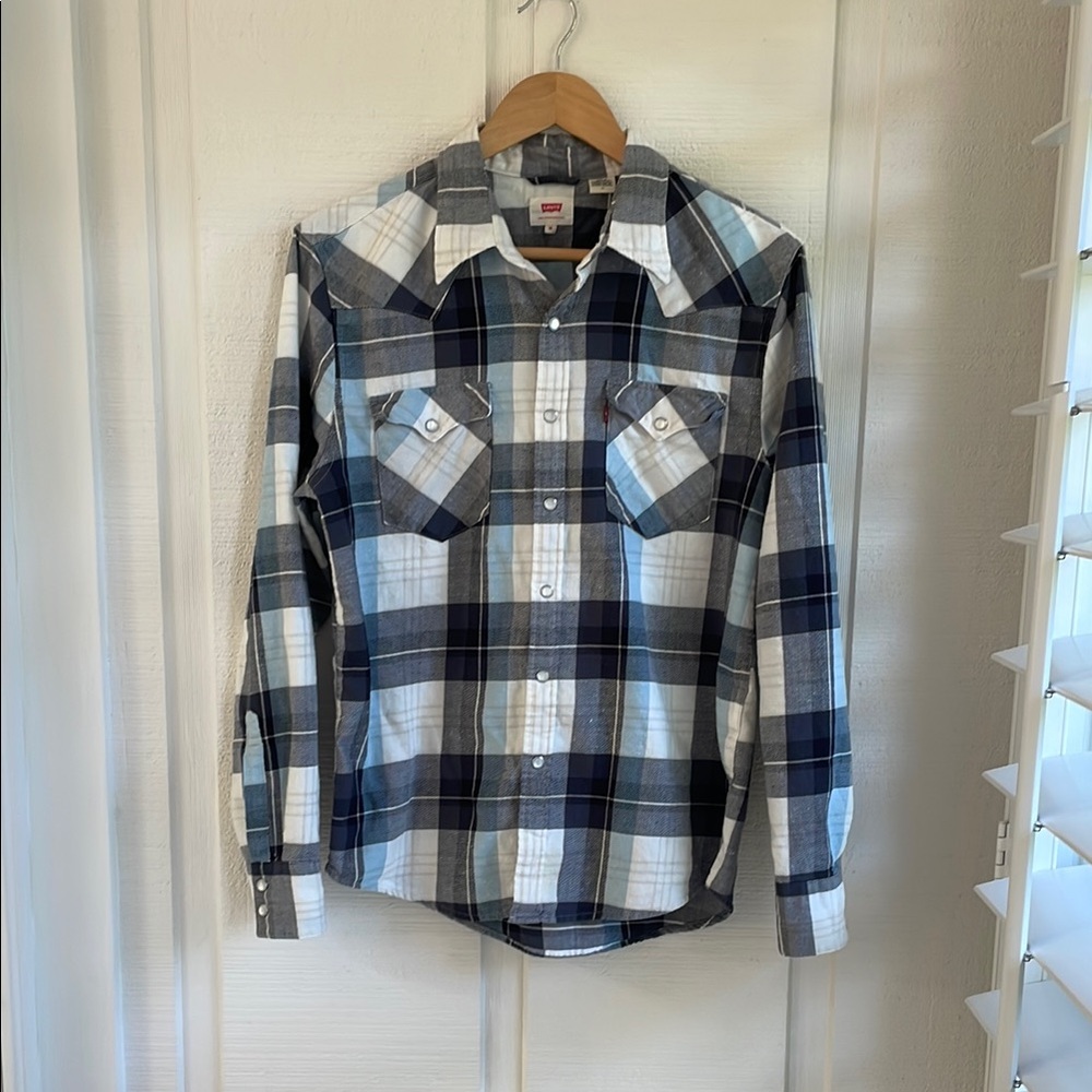 Levi's Blue and White Casual Button Down Shirt
